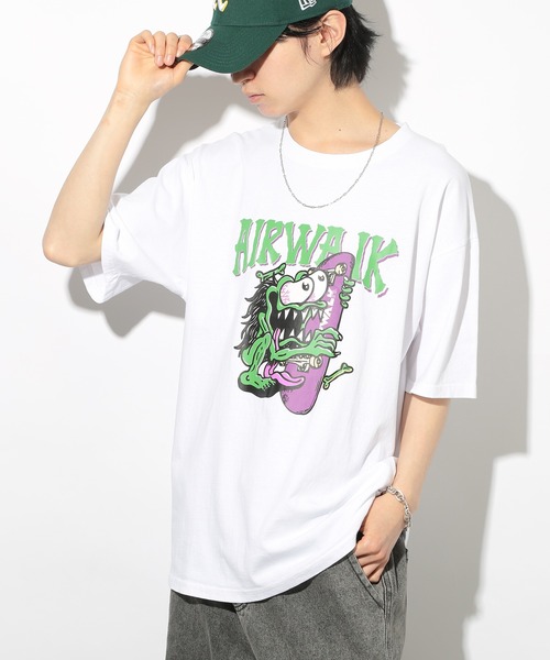 AIRWALK（エアウォーク）の「【AIRWALK】プレーン＆ピグメント加工半袖プリントTシャツ オーバーサイズ AWM42400/AWM42401/AWM42402（Tシャツ/カットソー・メンズ・パープル/ホワイト/ホワイト系その他3/パープル系その他2/ブラック/ブラック系その他2/ホワイト系その他2/ブラック系その他3/グレー・M/L/LL）」の22枚目の写真