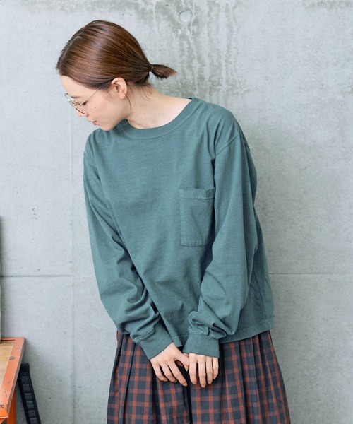 PAR ICI（パーリッシィ）の「USAコットン 製品染めポケットカットソー（Tシャツ/カットソー・レディース・グリーン/オレンジ/ホワイト・FREE）」の21枚目の写真