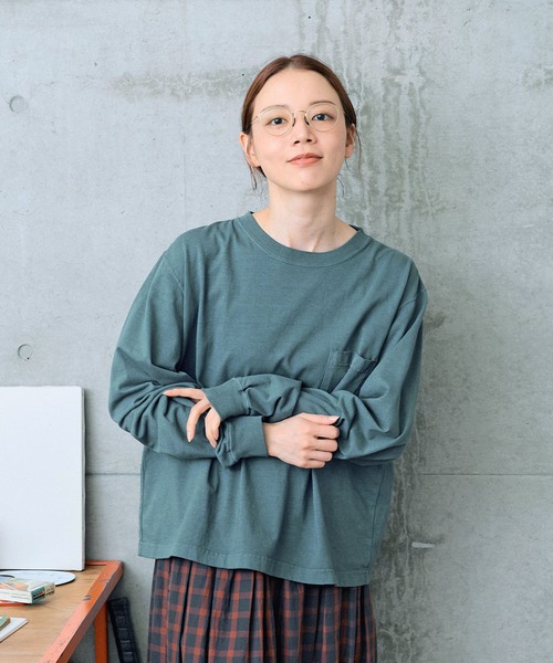 PAR ICI（パーリッシィ）の「USAコットン 製品染めポケットカットソー（Tシャツ/カットソー・レディース・グリーン/オレンジ/ホワイト・FREE）」の20枚目の写真