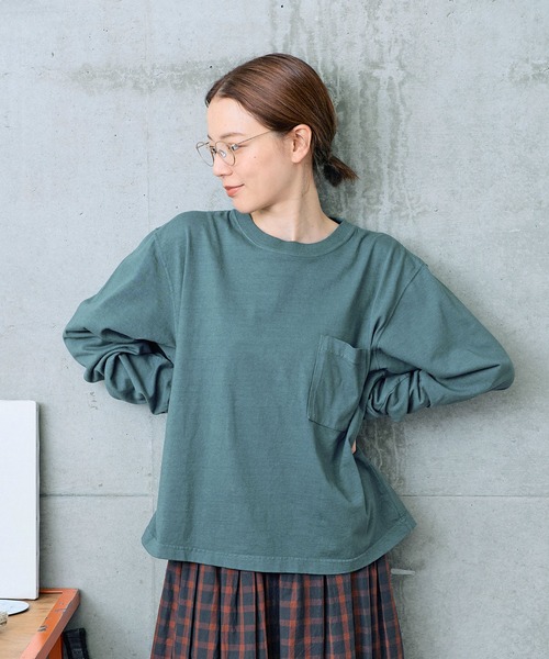 PAR ICI（パーリッシィ）の「USAコットン 製品染めポケットカットソー（Tシャツ/カットソー・レディース・グリーン/オレンジ/ホワイト・FREE）」の22枚目の写真