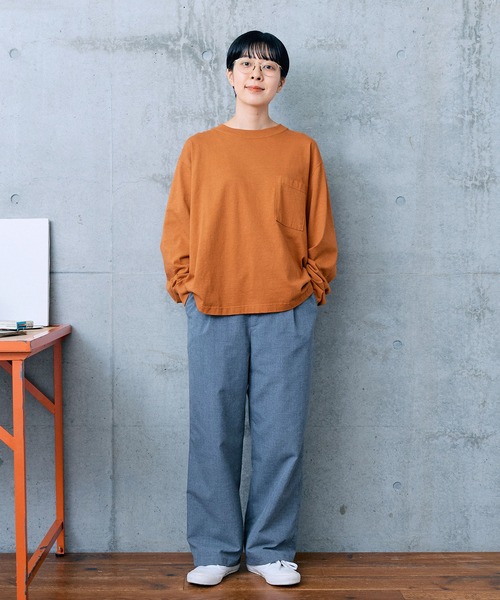 PAR ICI（パーリッシィ）の「USAコットン 製品染めポケットカットソー（Tシャツ/カットソー・レディース・グリーン/オレンジ/ホワイト・FREE）」の9枚目の写真