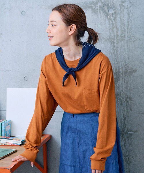 PAR ICI（パーリッシィ）の「USAコットン 製品染めポケットカットソー（Tシャツ/カットソー・レディース・グリーン/オレンジ/ホワイト・FREE）」の15枚目の写真