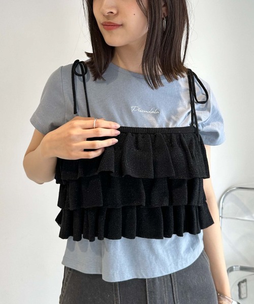 archives(アルシーヴ)の「ラメフリルニットビスチェ(Tシャツ/カットソー・レディース・アイボリー/ブラック/ブルー・MEDIUM)」の1枚目の写真