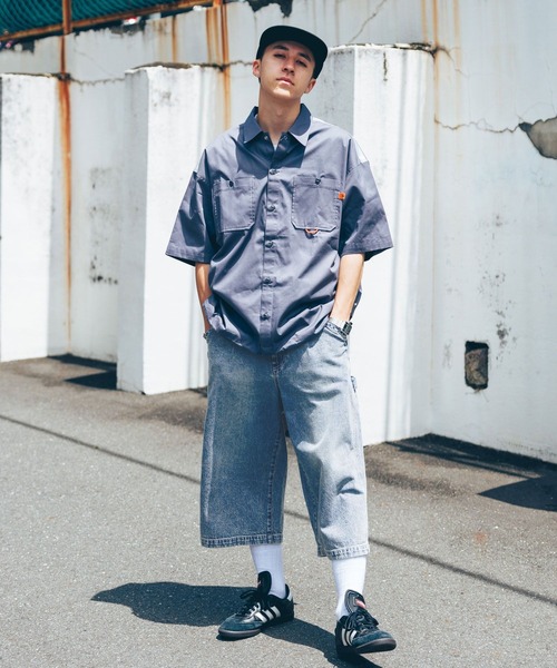 RAGEBLUE（レイジブルー）の「7分丈/デニムペインターワイドパンツ（デニムパンツ・メンズ・グレー/ブルー・MEDIUM/LARGE）」の9枚目の写真