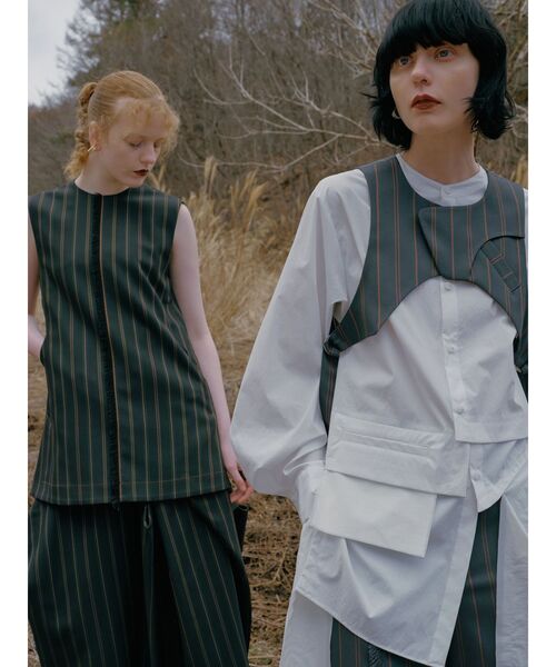 UN3D.(アンスリード)の「MULTI PINSTRIPE LONG VEST / マルチピンストライプロングベスト(ベスト・レディース・グレー/ブラック・36/38)」の3枚目の写真