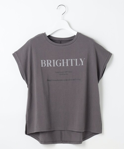 Feroux(フェルゥ)の「フレンチスリーブロゴプリント Tシャツ(Tシャツ/カットソー・レディース・ホワイト系/ベージュ系/グレー系・F)」の2枚目の写真