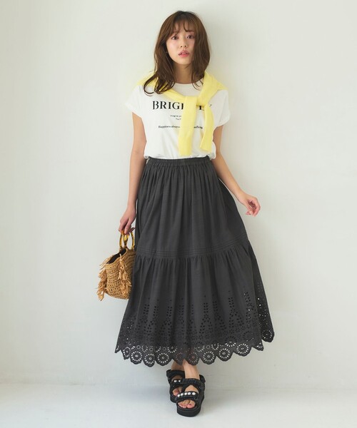 Feroux(フェルゥ)の「フレンチスリーブロゴプリント Tシャツ(Tシャツ/カットソー・レディース・ホワイト系/ベージュ系/グレー系・F)」の8枚目の写真