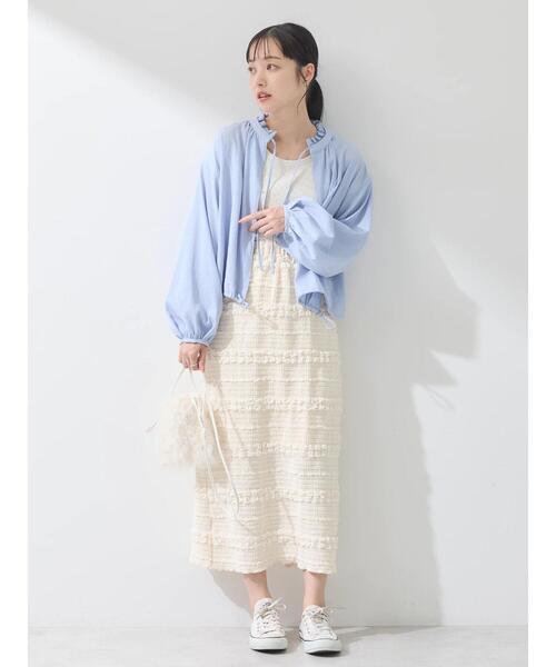 earth music&ecology(アースミュージックアンドエコロジー)の「ぷくぷくナロースカート(スカート・レディース・アイボリー/ブラック/ライム・S/M)」の4枚目の写真