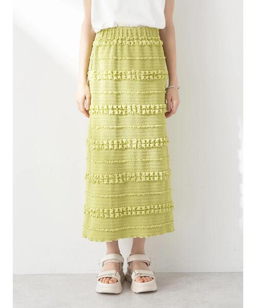 earth music&ecology(アースミュージックアンドエコロジー)の「ぷくぷくナロースカート(スカート・レディース・アイボリー/ブラック/ライム・S/M)」の6枚目の写真