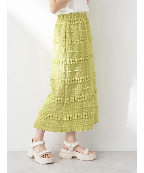 earth music&ecology(アースミュージックアンドエコロジー)の「ぷくぷくナロースカート(スカート・レディース・アイボリー/ブラック/ライム・S/M)」の7枚目の写真