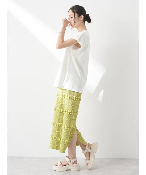 earth music&ecology(アースミュージックアンドエコロジー)の「ぷくぷくナロースカート(スカート・レディース・アイボリー/ブラック/ライム・S/M)」の11枚目の写真
