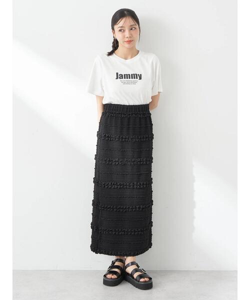 earth music&ecology(アースミュージックアンドエコロジー)の「ぷくぷくナロースカート(スカート・レディース・アイボリー/ブラック/ライム・S/M)」の15枚目の写真