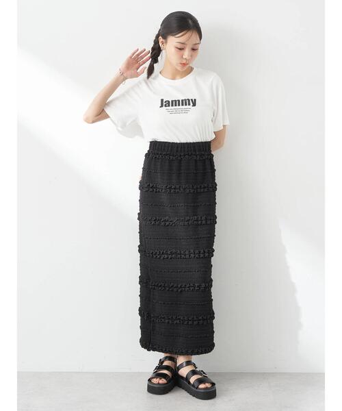 earth music&ecology(アースミュージックアンドエコロジー)の「ぷくぷくナロースカート(スカート・レディース・アイボリー/ブラック/ライム・S/M)」の16枚目の写真