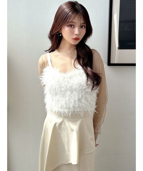 RESEXXY（リゼクシー）の「グリッターシアートップス（Tシャツ/カットソー・レディース・ブラック/ベージュ/レッド・FREE）」の6枚目の写真