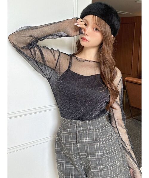 mideal gritter sheer tops/グリッターシアートップス