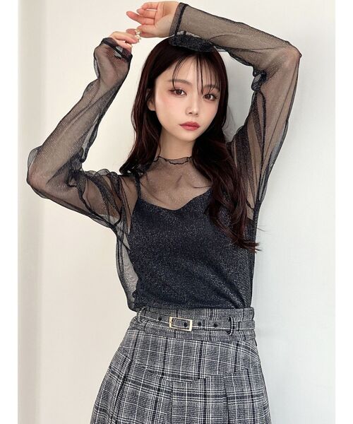 RESEXXY（リゼクシー）の「グリッターシアートップス（Tシャツ/カットソー・レディース・ブラック/ベージュ/レッド・FREE）」の19枚目の写真