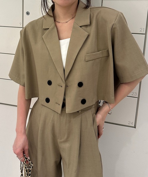 クロップドジャケットパンツセットアップ（セットアップ）｜solleim