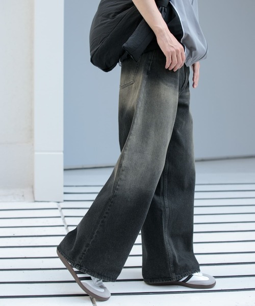 SENSE OF PLACE by URBAN RESEARCH（センスオブプレイスバイアーバンリサーチ）の「ヴィンテージライクデニムワイドパンツ（デニムパンツ・メンズ・インディゴブルー/ブラック・MEDIUM/LARGE）」の6枚目の写真