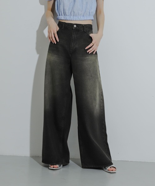 SENSE OF PLACE by URBAN RESEARCH（センスオブプレイスバイアーバンリサーチ）の「ヴィンテージライクデニムワイドパンツ（デニムパンツ・メンズ・インディゴブルー/ブラック・MEDIUM/LARGE）」の9枚目の写真