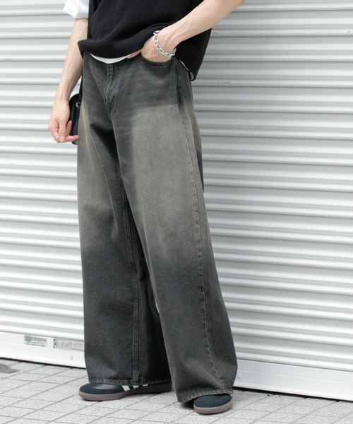 SENSE OF PLACE by URBAN RESEARCH（センスオブプレイスバイアーバンリサーチ）の「ヴィンテージライクデニムワイドパンツ（デニムパンツ・メンズ・インディゴブルー/ブラック・MEDIUM/LARGE）」の18枚目の写真