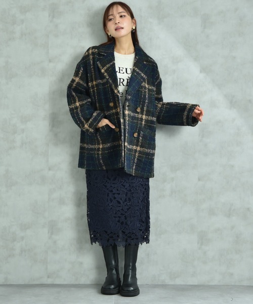 actuel（アクチュエル）の「【ａｃｔｕｅｌ】ブークレチェック柄コート（その他アウター・レディース・ブルー/オレンジ・FREE）」の16枚目の写真