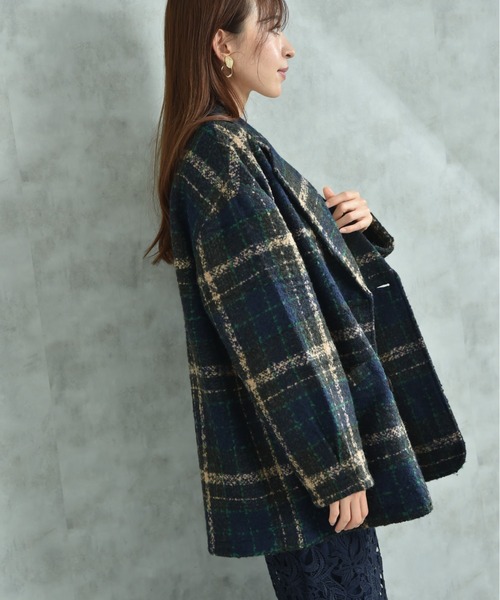 actuel（アクチュエル）の「【ａｃｔｕｅｌ】ブークレチェック柄コート（その他アウター・レディース・ブルー/オレンジ・FREE）」の11枚目の写真