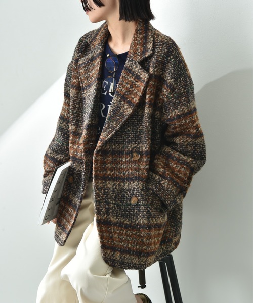 actuel（アクチュエル）の「【ａｃｔｕｅｌ】ブークレチェック柄コート（その他アウター・レディース・ブルー/オレンジ・FREE）」の22枚目の写真