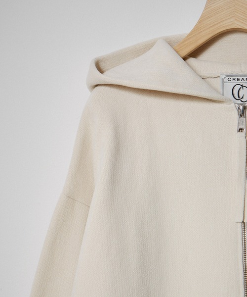 SALON adam et rope'（サロン アダム エ ロペ）の「ダブルジップフードパーカー-CreamyCotton /クリーミーコットン-（パーカー・レディース・オフホワイト/ブラック/ベージュ・FREE）」の6枚目の写真