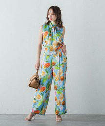 【KEITA KAWASAKI × Viaggio Bluコラボ】Blue tulipワイドパンツ≪手洗い可能≫