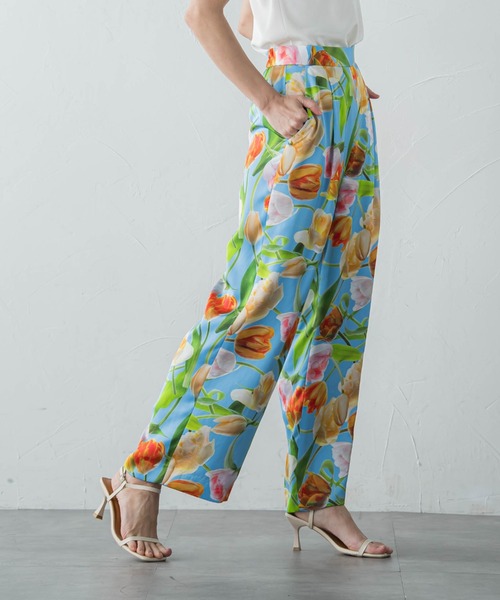 Viaggio Blu（ビアッジョブルー）の「【KEITA KAWASAKI × Viaggio Bluコラボ】Blue tulipワイドパンツ≪手洗い可能≫（その他パンツ・レディース・ライトブルー・M/S）」の4枚目の写真