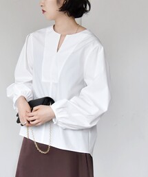 quaranciel | quaranciel:〈洗濯機可能〉タイプライター スキッパー パフ ブラウス(シャツ/ブラウス)