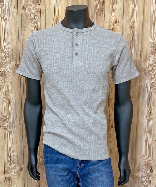 AVIREX（アヴィレックス）の「半袖 サーマル ヘンリーネック Tシャツ デイリーウェア（Tシャツ/カットソー・メンズ・オリーブ/ホワイト/ブラック/ネイビー/杢グレー・L/M/XL/2XL）」の3枚目の写真