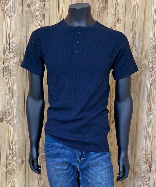 AVIREX（アヴィレックス）の「半袖 サーマル ヘンリーネック Tシャツ デイリーウェア（Tシャツ/カットソー・メンズ・オリーブ/ホワイト/ブラック/ネイビー/杢グレー・L/M/XL/2XL）」の5枚目の写真