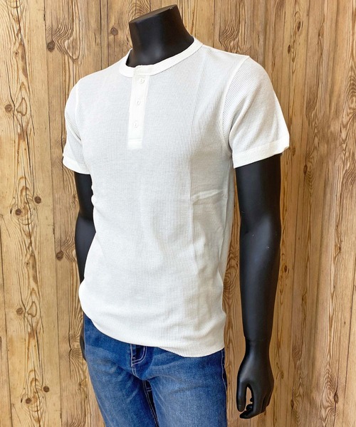 AVIREX（アヴィレックス）の「半袖 サーマル ヘンリーネック Tシャツ デイリーウェア（Tシャツ/カットソー・メンズ・オリーブ/ホワイト/ブラック/ネイビー/杢グレー・L/M/XL/2XL）」の8枚目の写真