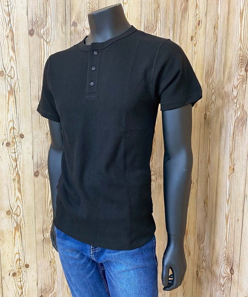 AVIREX（アヴィレックス）の「半袖 サーマル ヘンリーネック Tシャツ デイリーウェア（Tシャツ/カットソー・メンズ・オリーブ/ホワイト/ブラック/ネイビー/杢グレー・L/M/XL/2XL）」の11枚目の写真