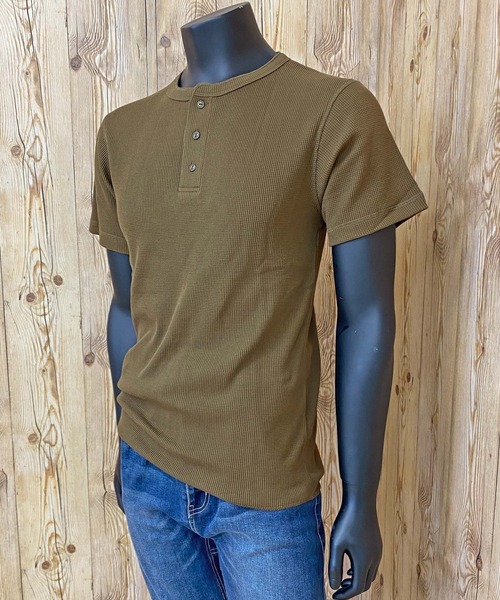 AVIREX（アヴィレックス）の「半袖 サーマル ヘンリーネック Tシャツ デイリーウェア（Tシャツ/カットソー・メンズ・オリーブ/ホワイト/ブラック/ネイビー/杢グレー・L/M/XL/2XL）」の17枚目の写真