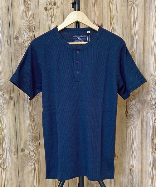 AVIREX（アヴィレックス）の「半袖 サーマル ヘンリーネック Tシャツ デイリーウェア（Tシャツ/カットソー・メンズ・オリーブ/ホワイト/ブラック/ネイビー/杢グレー・L/M/XL/2XL）」の21枚目の写真