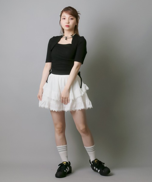 SPINNS（スピンズ）の「レースティアードミニパンツ（その他パンツ・レディース・オフホワイト・ONESIZE）」の7枚目の写真