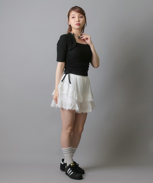 SPINNS（スピンズ）の「レースティアードミニパンツ（その他パンツ・レディース・オフホワイト・ONESIZE）」の9枚目の写真