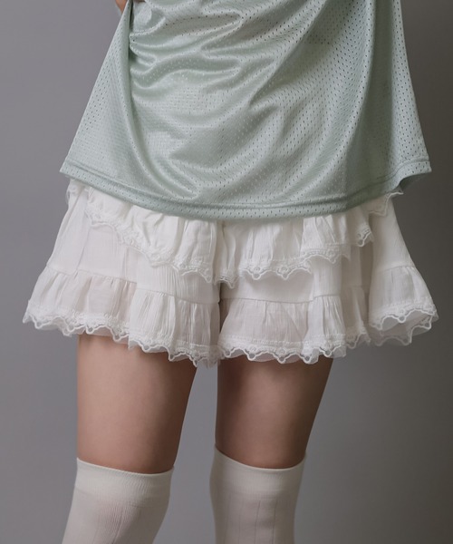 SPINNS（スピンズ）の「レースティアードミニパンツ（その他パンツ・レディース・オフホワイト・ONESIZE）」の12枚目の写真