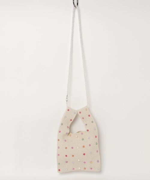 FREE STYLISTS（フリー スタイリスト）の「パール2WAY クロスボディニットハンドトートバッグ 結婚式バッグ コンビニBAG Y2K（ショルダーバッグ・レディース・グリーン/ベージュ/イエロー/ベージュ系その他・FREE）」の10枚目の写真