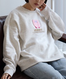 【星のカービー】 アートワークデザイン 裏起毛 ワイドシルエット ドロップショルダー クルーネック スウェット トレーナー