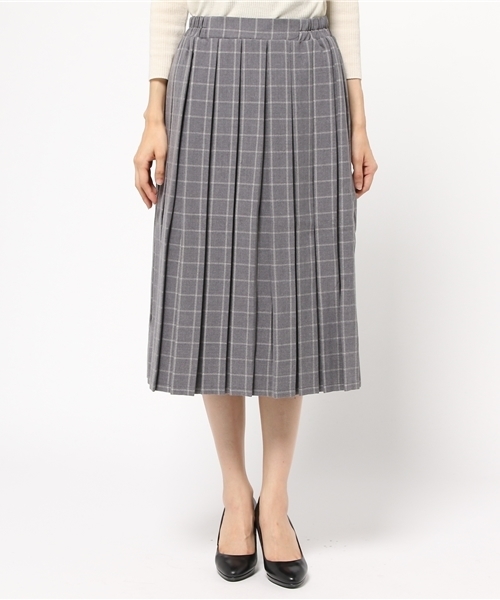 earth music&ecology(アースミュージックアンドエコロジー)の「ウィンドーペンプリーツスカート(スカート・レディース・ブラック/グレー/ネイビー・FREE)」の4枚目の写真