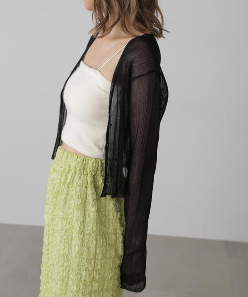 FREE'S MART(フリーズマート)の「◆シアーVネックコンパクトニットカーディガン(カーディガン/ボレロ・レディース・ブラック/レッド/ホワイト・FREE)」の8枚目の写真