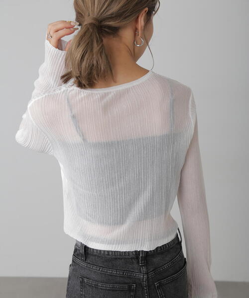 FREE'S MART(フリーズマート)の「◆シアーVネックコンパクトニットカーディガン(カーディガン/ボレロ・レディース・ブラック/レッド/ホワイト・FREE)」の19枚目の写真