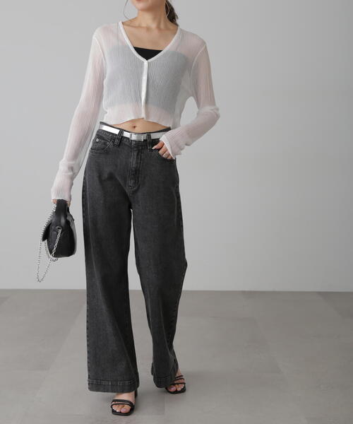 FREE'S MART(フリーズマート)の「◆シアーVネックコンパクトニットカーディガン(カーディガン/ボレロ・レディース・ブラック/レッド/ホワイト・FREE)」の20枚目の写真