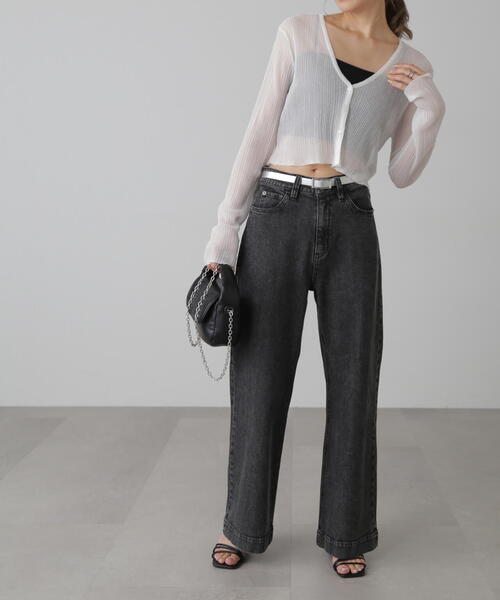 FREE'S MART(フリーズマート)の「◆シアーVネックコンパクトニットカーディガン(カーディガン/ボレロ・レディース・ブラック/レッド/ホワイト・FREE)」の21枚目の写真