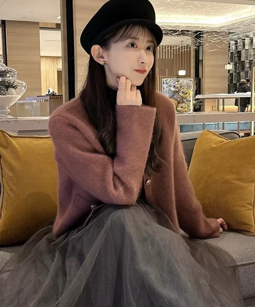 セール】【ZOZO限定カラー】ラクーンブレンドノーカラーニット