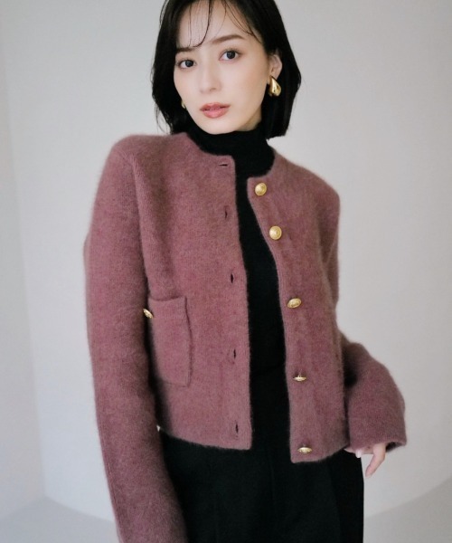 セール】【ZOZO限定カラー】ラクーンブレンドノーカラーニット