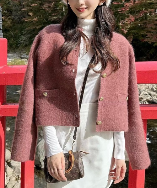 セール】【ZOZO限定カラー】ラクーンブレンドノーカラーニット